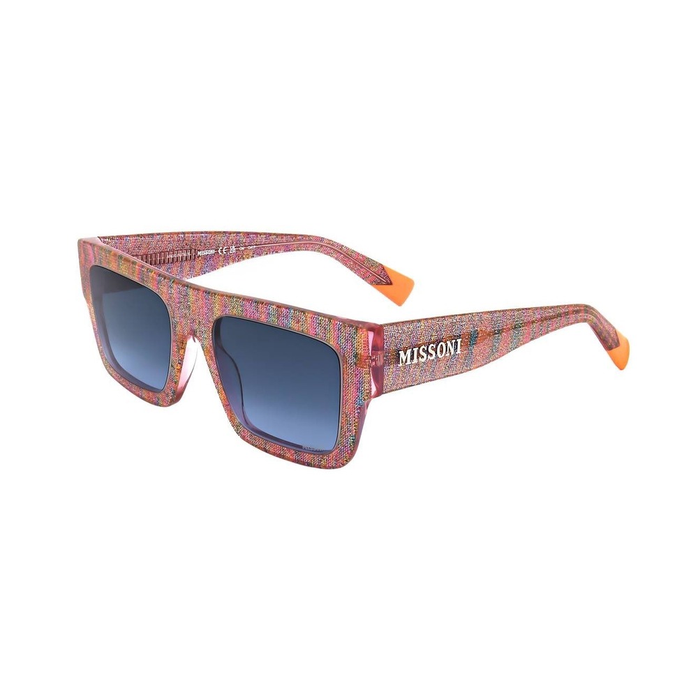 Missoni MIS 0129/S Pink Fabric Glitter Square Sunglasses Blue Gradient Lens New